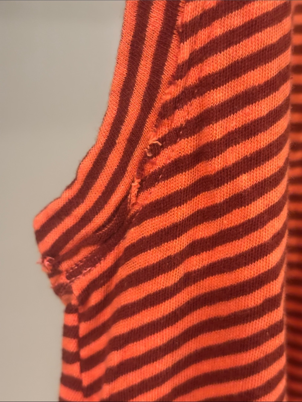 Pilcro Anthropologie Striped Distressed Tank Top XS Orange Brown Raw Hem - Picture 6 of 9